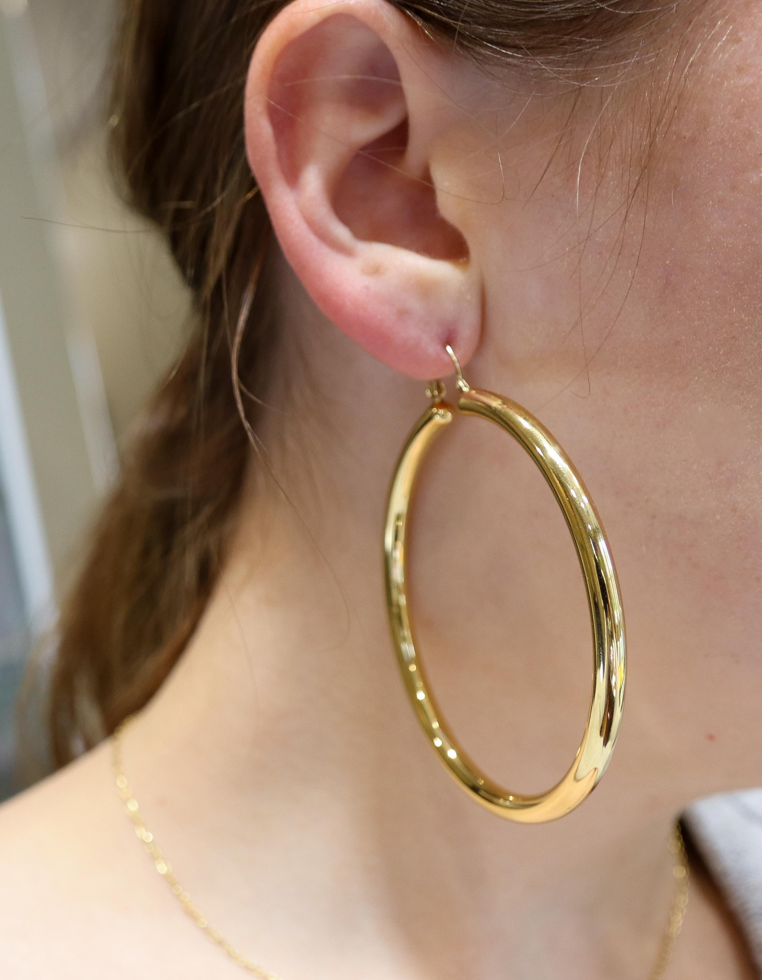 14 Karat Yellow Gold Large Hoop Earrings 1