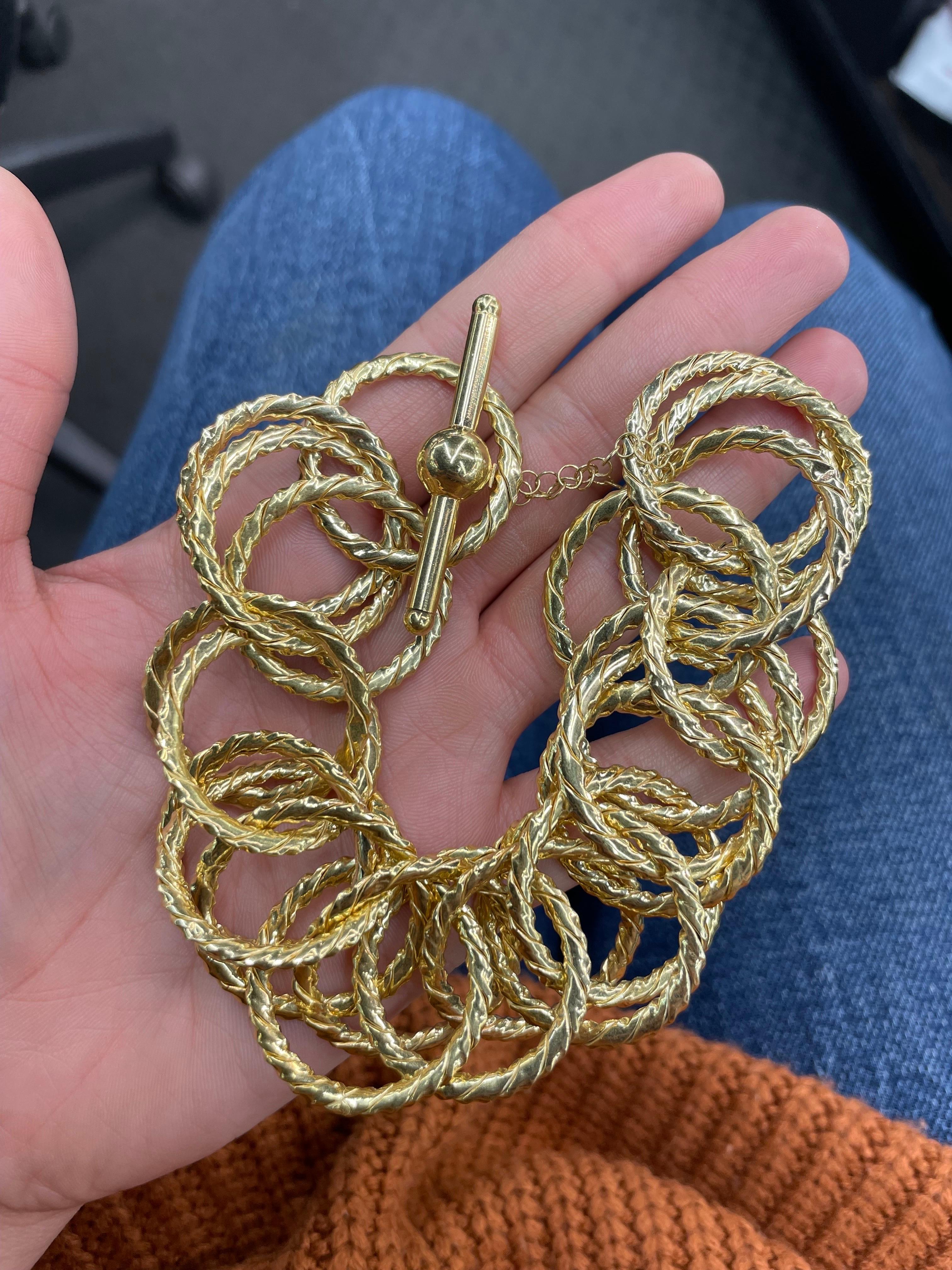 14 Karat Yellow Gold Large Multi Link Twist Bracelet 32.7 Grams Made in Italy In Excellent Condition In New York, NY