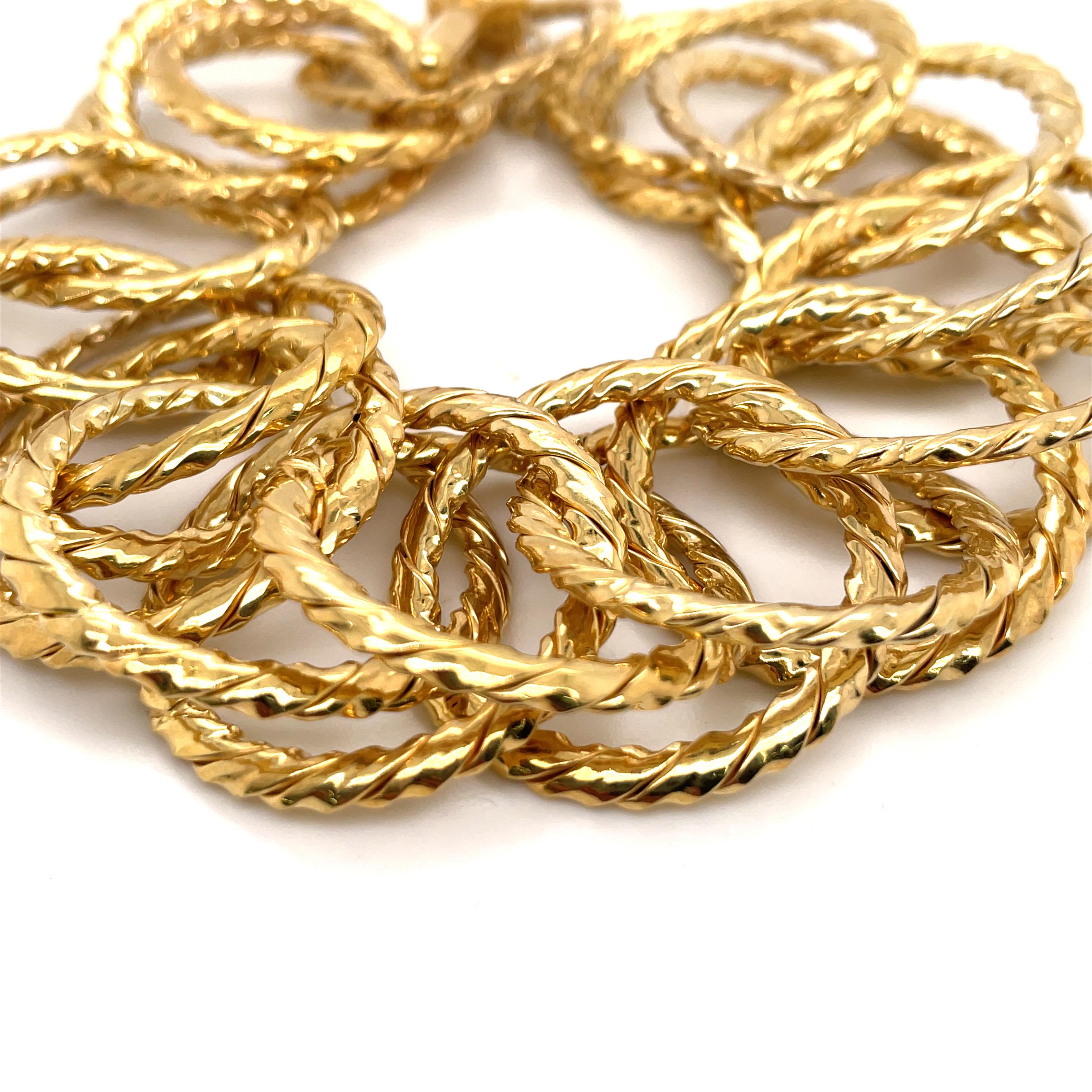 14 Karat Yellow Gold Large Multi Link Twist Bracelet 32.7 Grams Made in Italy 2