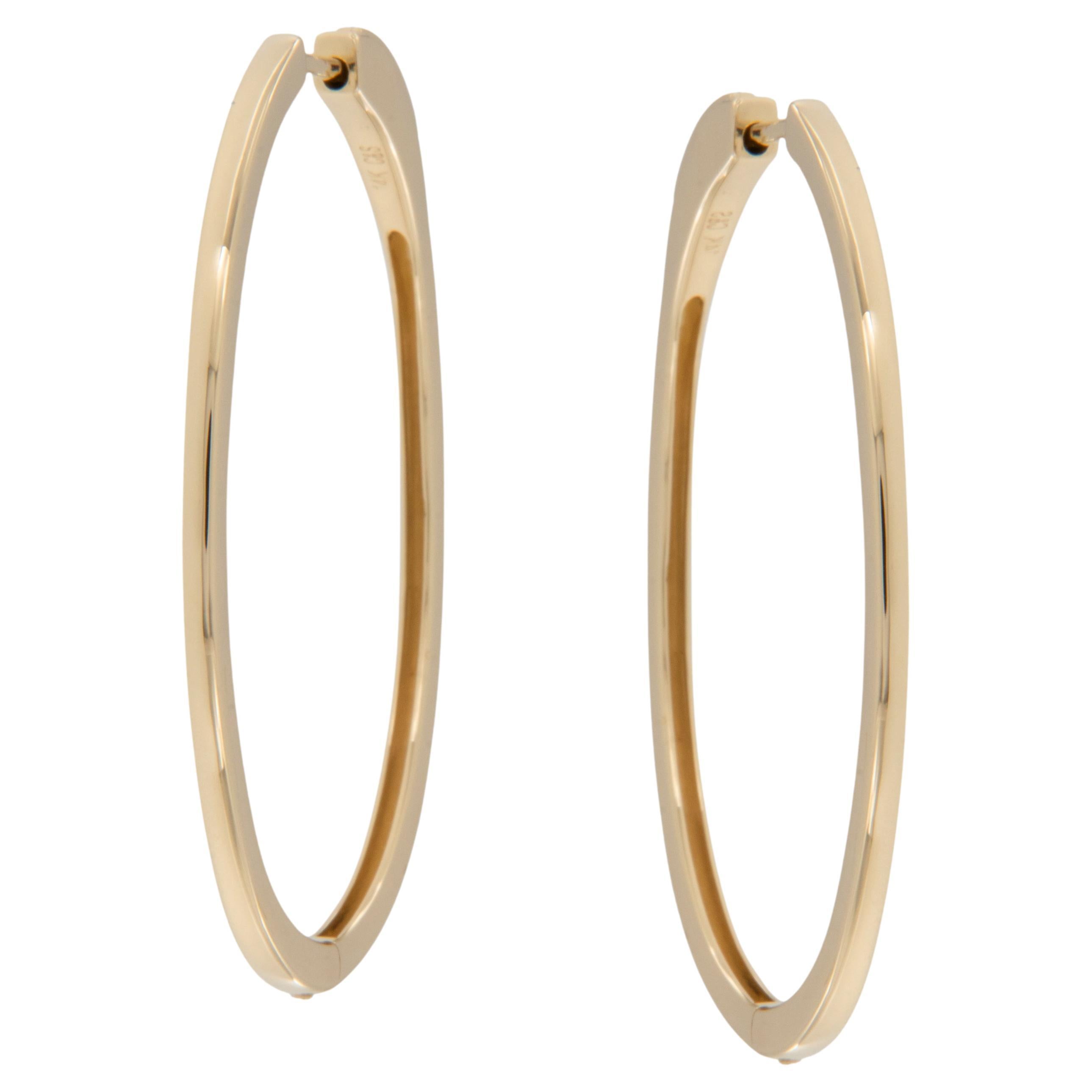 14 Karat Yellow Gold Large Oval Hoop Earrings