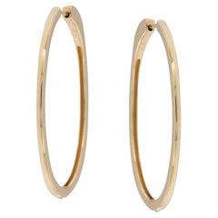 14 Karat Yellow Gold Large Oval Hoop Earrings