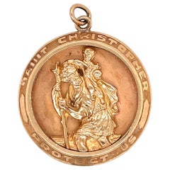 14 Karat Yellow Gold Large Saint Christopher Pendant 13.7 Grams