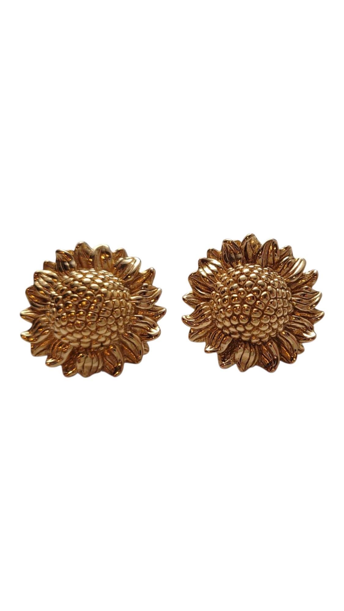 14 Karat Yellow Gold Large Sunflower Earrings #21933 in vendita
