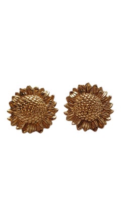 14 Karat Yellow Gold Large Sunflower Earrings #21933