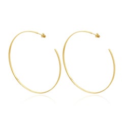 14 Karat Yellow Gold Large Sunrise Hoop Earrings