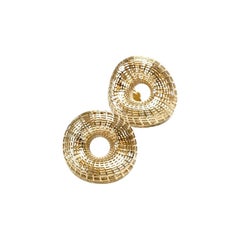 14 Karat Yellow Gold Large Twisted Torus Stud Earrings