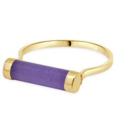 14 Karat Yellow Gold Lavendar Jade Bar Ring