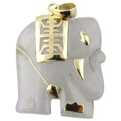 Vintage 14 Karat Yellow Gold Lavender Jade Elephant Pendant