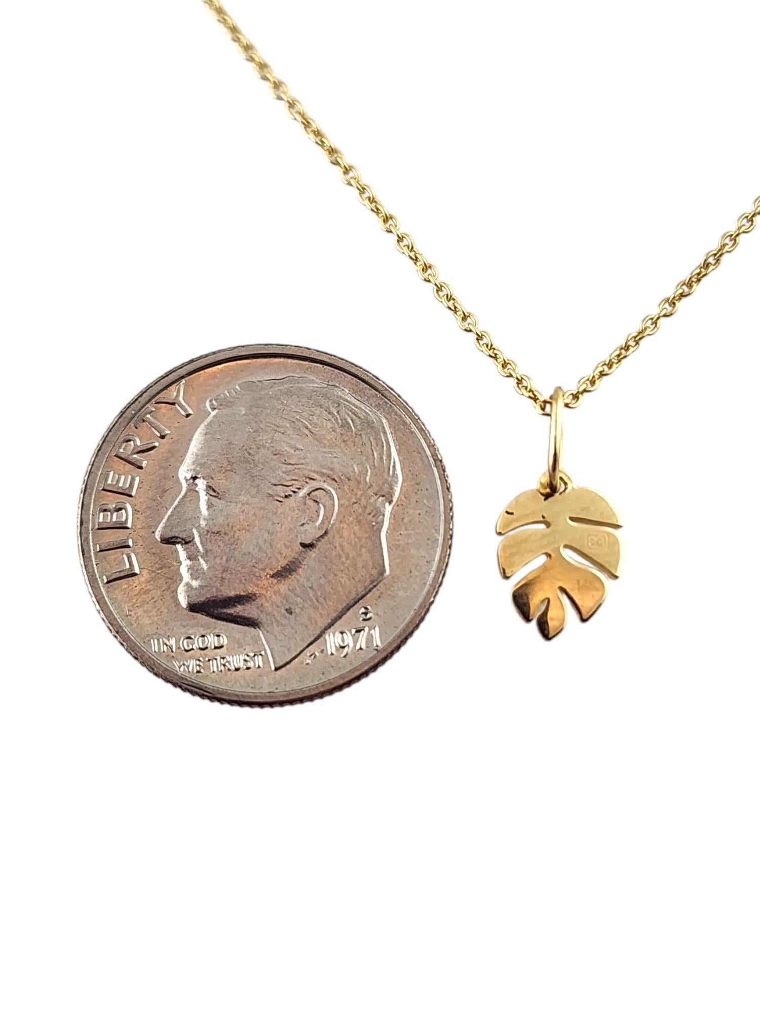 14 Karat Yellow Gold Leaf Pendant Necklace #18884 In Good Condition For Sale In Washington Depot, CT