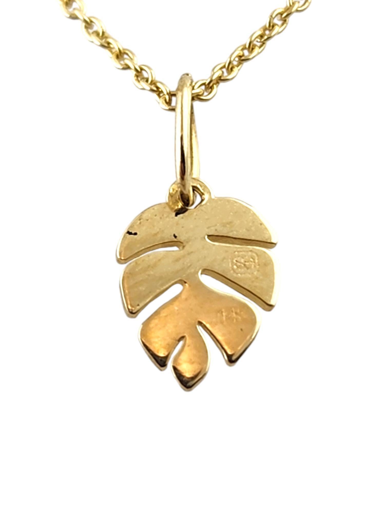 14 Karat Yellow Gold Leaf Pendant Necklace #18884 For Sale 1