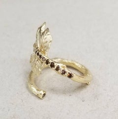 14 Karat Yellow Gold "Leaf" Vine Ring with Diamonds