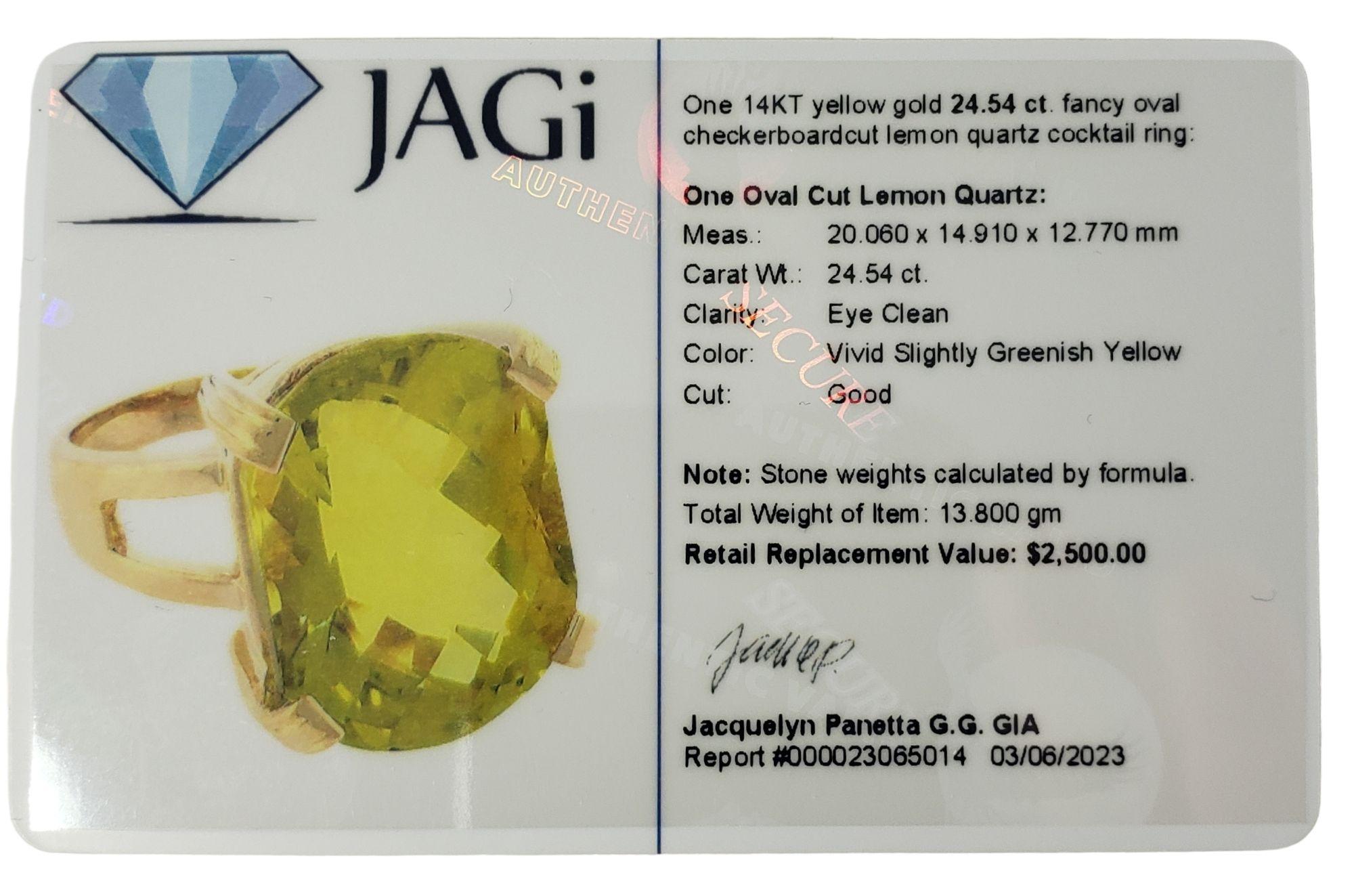 14 Karat Yellow Gold Lemon Quartz Ring #14033 For Sale 1