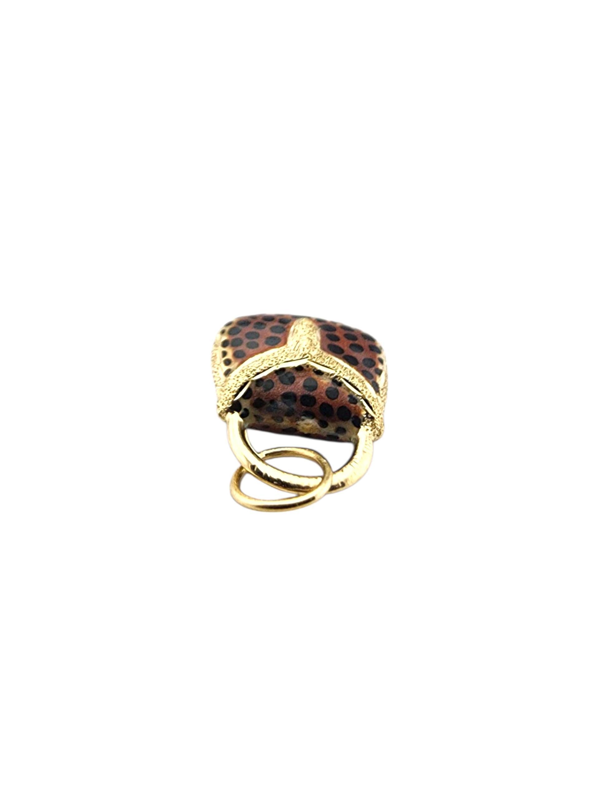 Women's 14 Karat Yellow Gold Leopard Print Handbag Charm #23278 For Sale