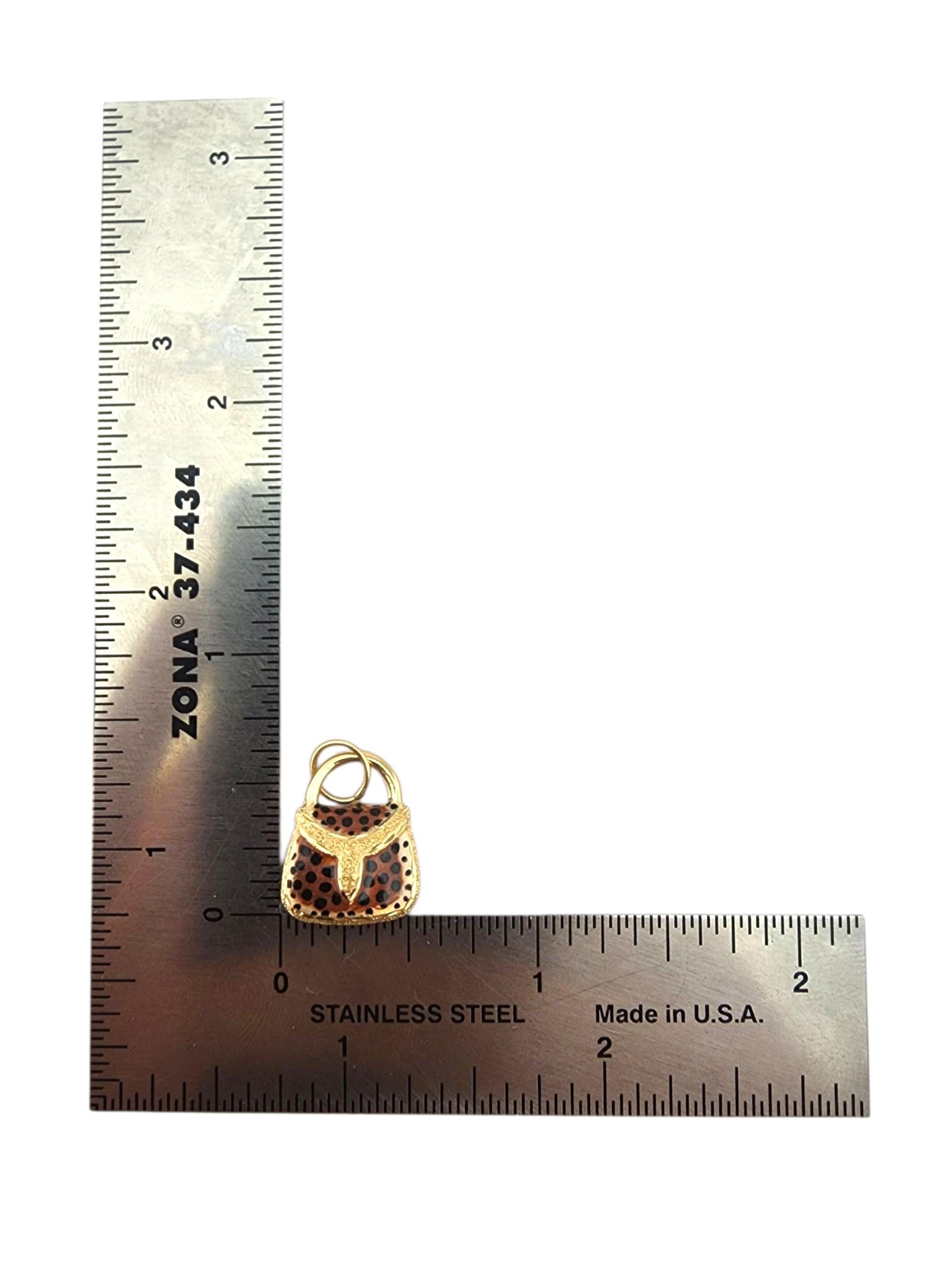 14 Karat Yellow Gold Leopard Print Handbag Charm #23278 For Sale 2