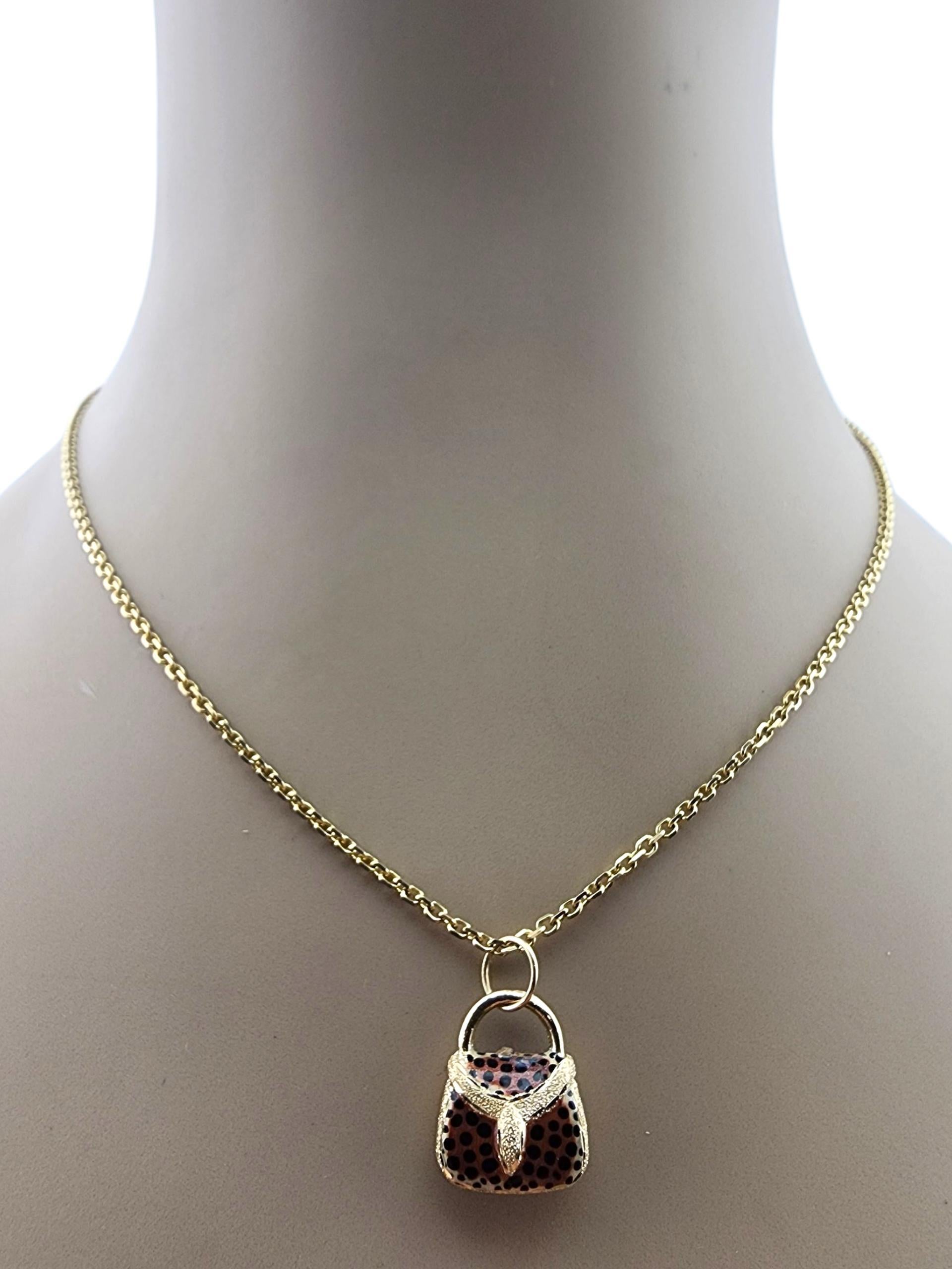 14 Karat Yellow Gold Leopard Print Handbag Charm #23278 For Sale 3