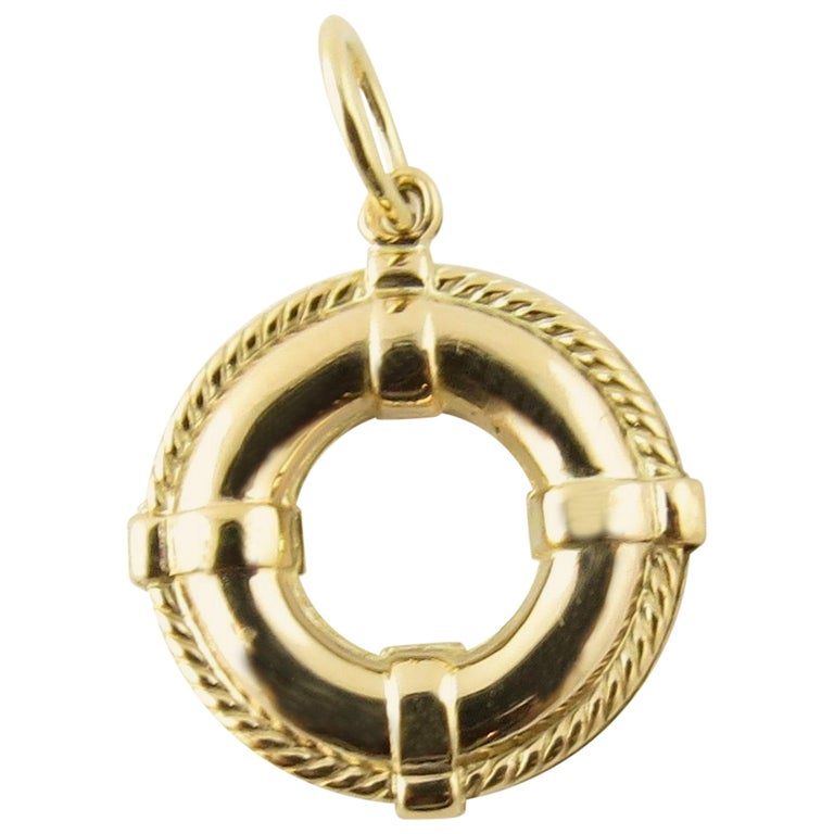 14 Karat Yellow Gold Life Preserver Charm For Sale at 1stdibs