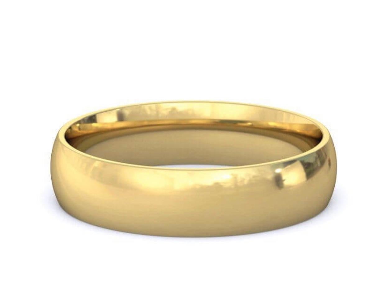 14 Karat Yellow Gold Light Domed Comfort Fit Wedding Band, Estate In Excellent Condition In New York, NY
