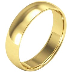 14 Karat Yellow Gold Light Domed Comfort Fit Wedding Band, Estate