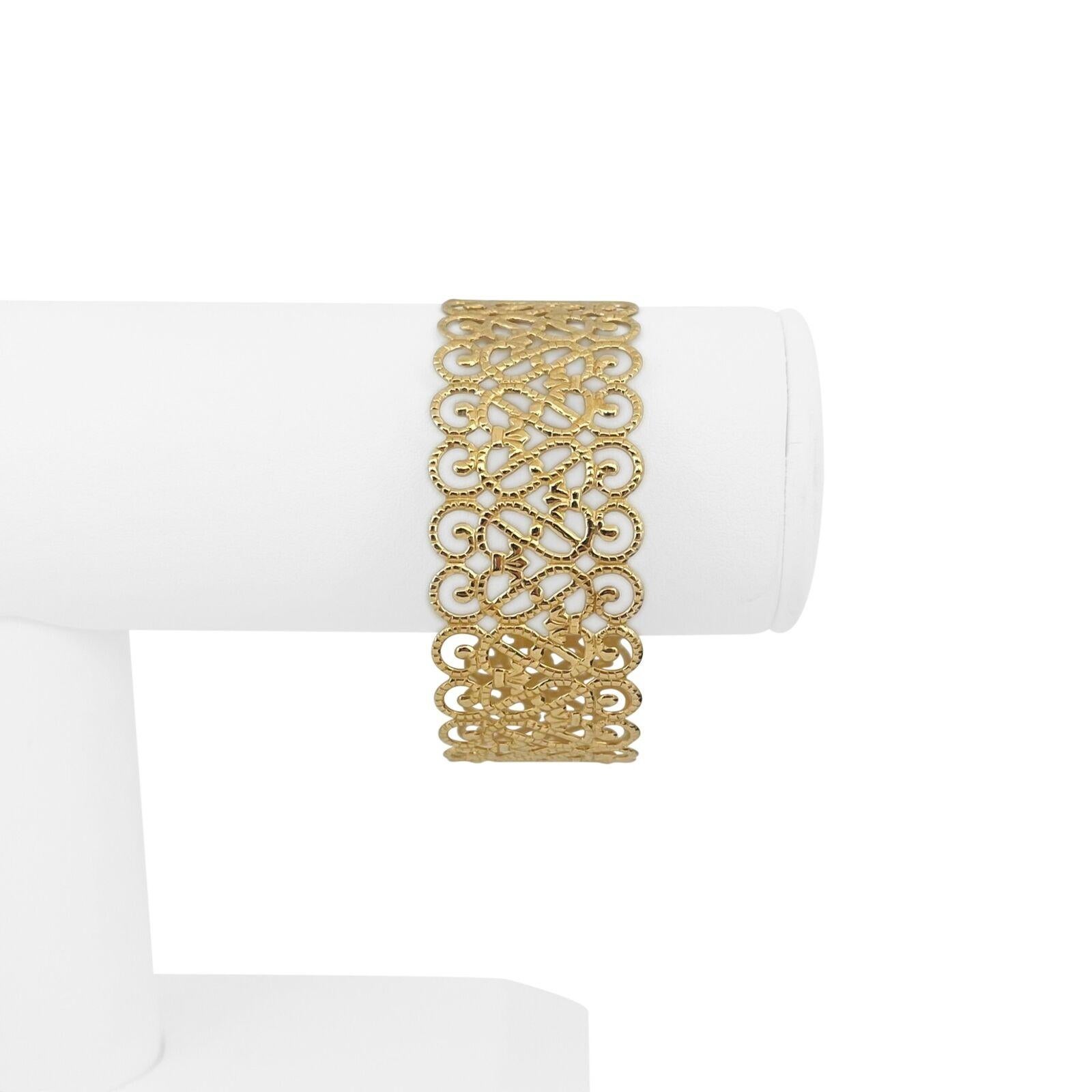 14k Yellow Gold 13.9g Light Flexible Lattice Design Cuff Bracelet 6.5