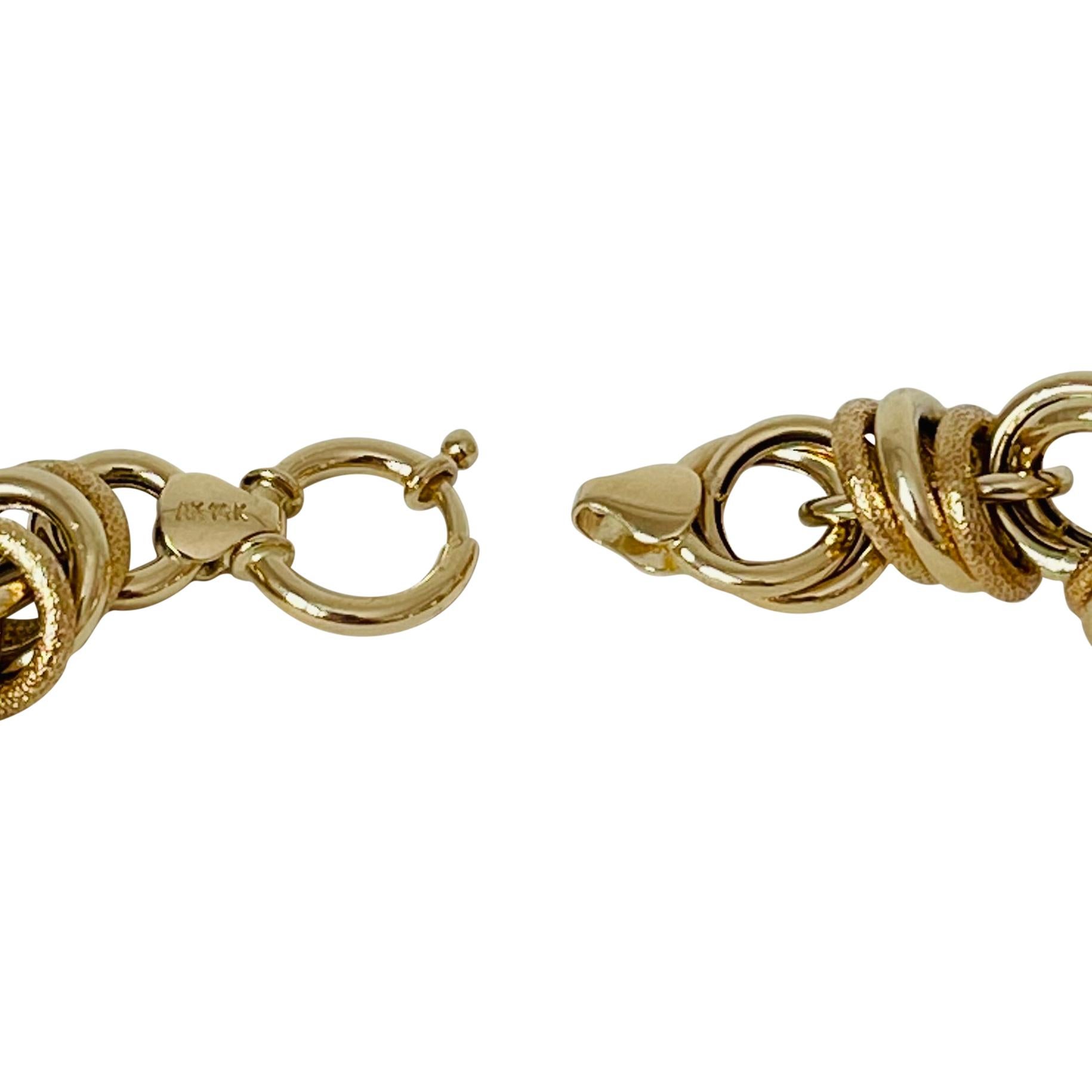 14 Karat Gelbgold Light Hollow Fancy Circle Gliederarmband:: Türkei 1