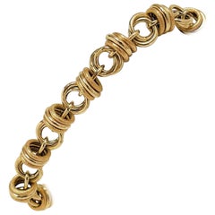 bracelet à maillons en or jaune 14 carats:: creux et léger:: en forme de cercle fantaisie:: Turquie