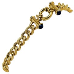 14 Karat Yellow Gold Light Hollow Fancy Curb Link Bracelet, Italy