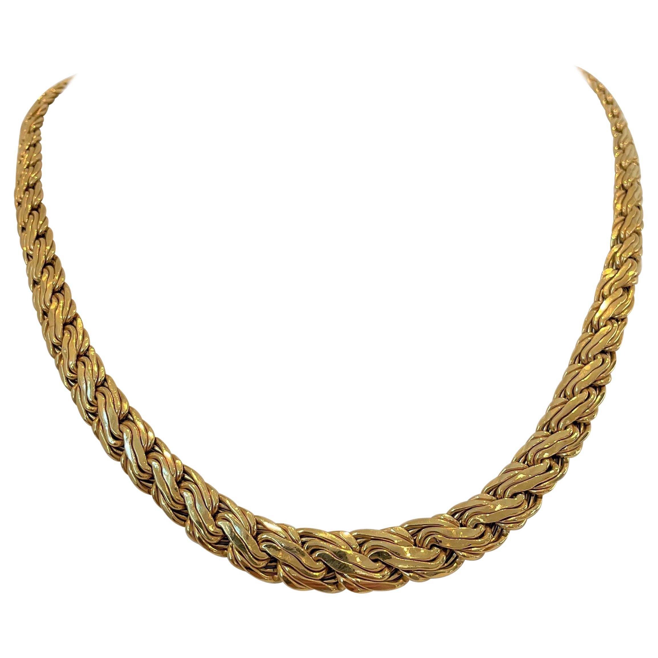 14 Karat Yellow Gold Light Hollow Graduated Fancy Link Necklace