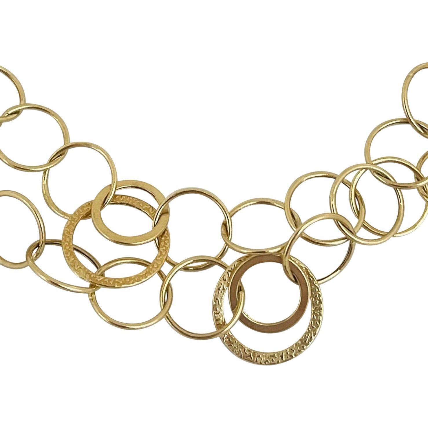 14k Gelbgold 13,2g Licht hohl lange Multi Kreis Link Halskette Türkei 40
