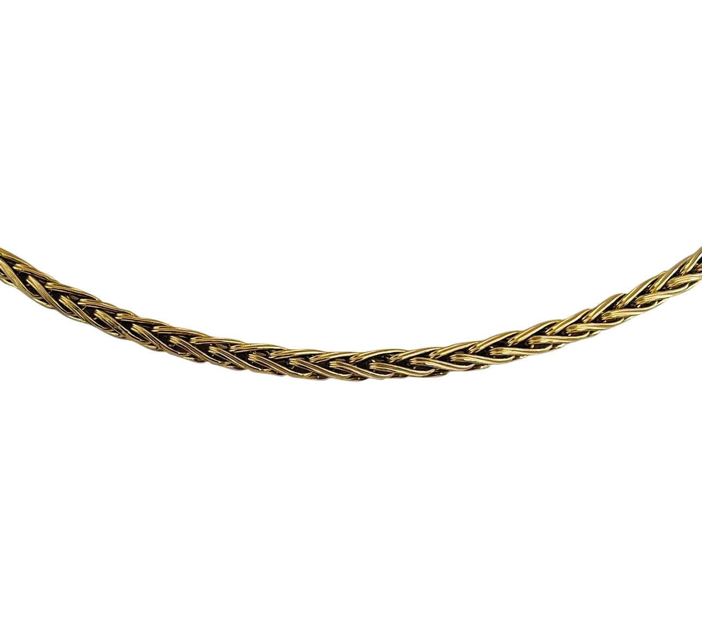 14 Karat Yellow Gold Light Hollow Wheat Link Chain Necklace, Italy In Good Condition In Guilford, CT
