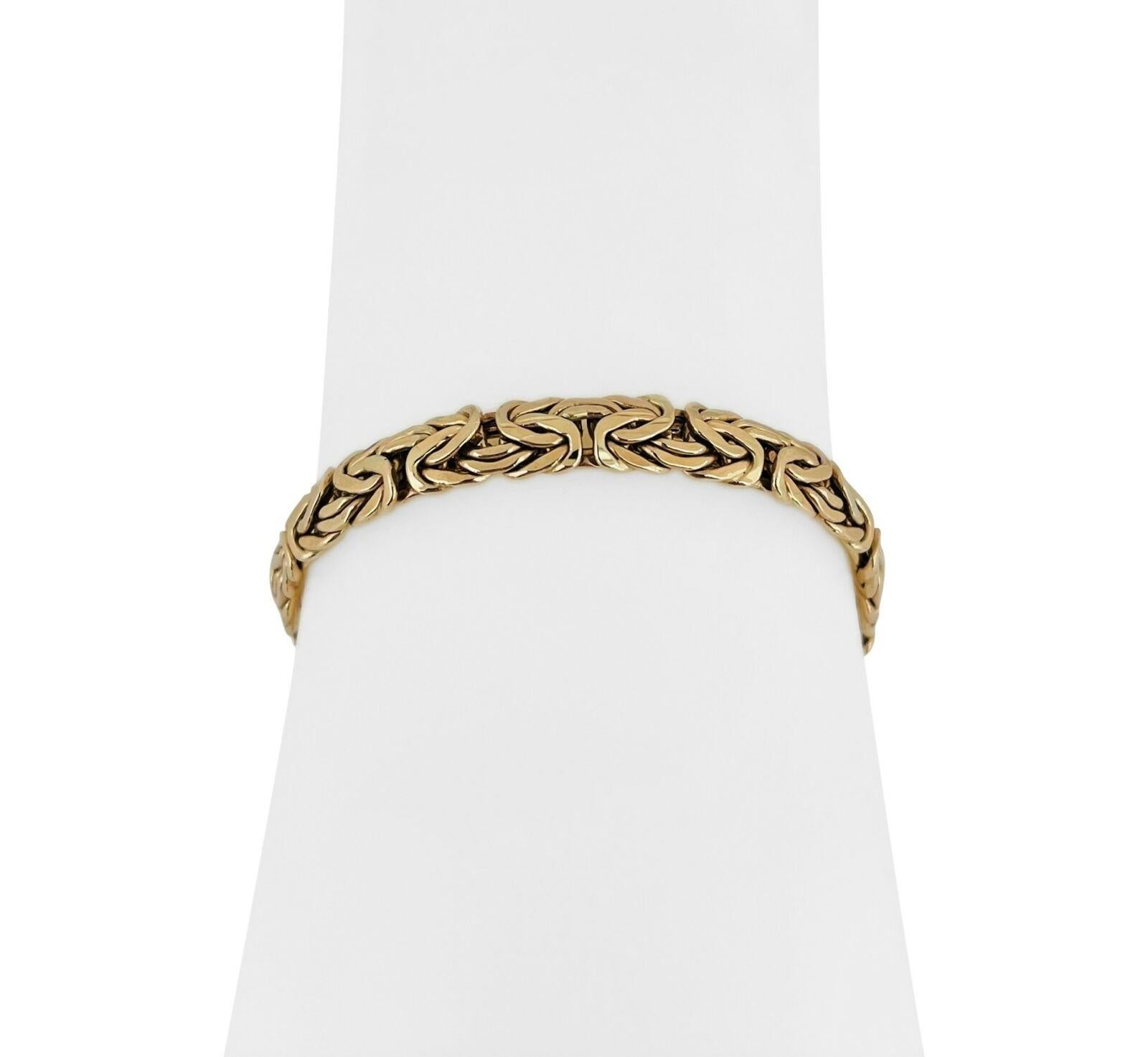 Women's or Men's 14 Karat Yellow Gold Light Ladies Byzantine Link Bracelet, Turkey