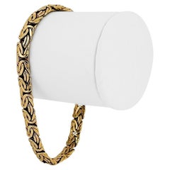 14 Karat Yellow Gold Light Ladies Byzantine Link Bracelet, Turkey