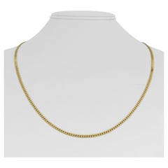 14 Karat Yellow Gold Light Thin Herringbone Link Chain Necklace Italy