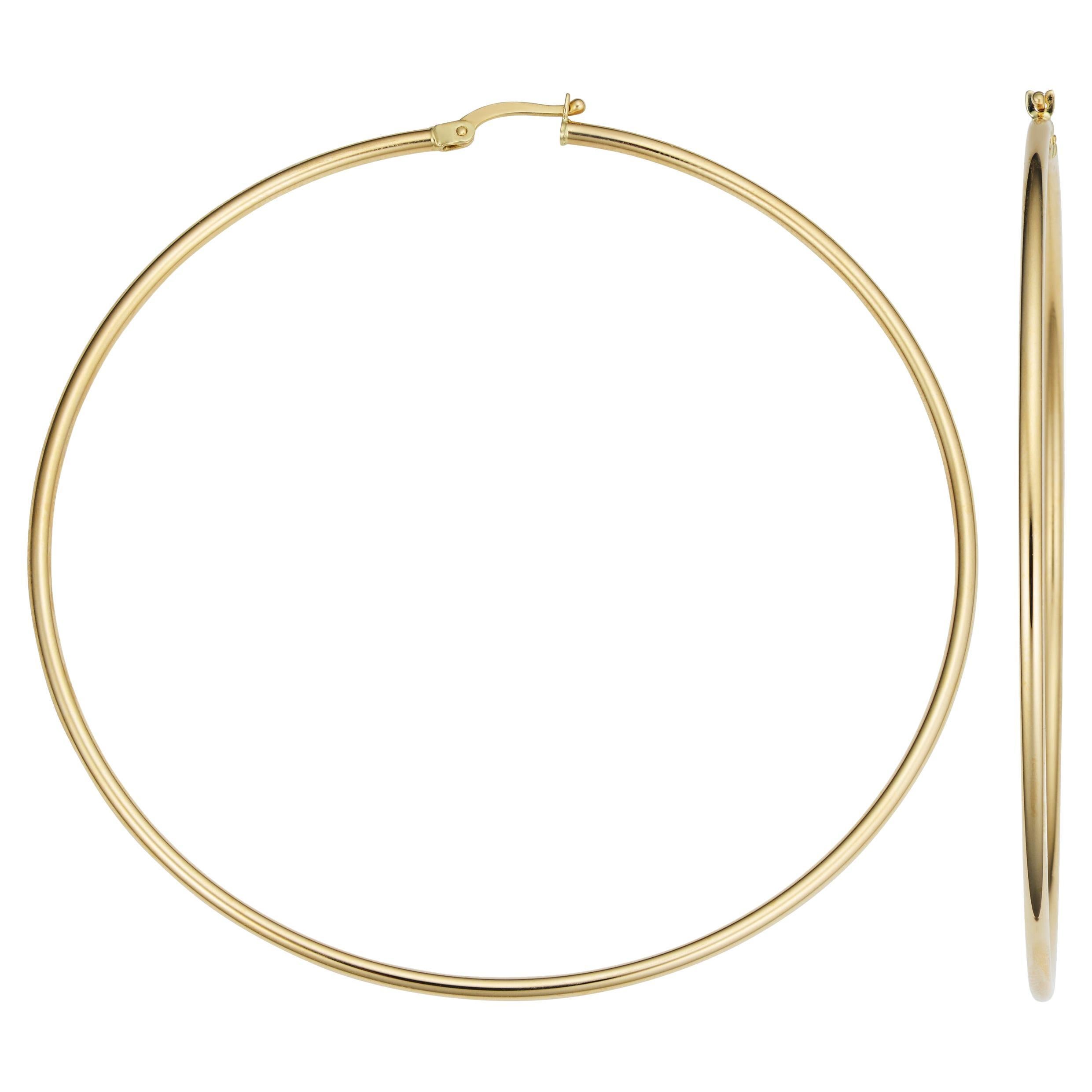 14 Karat Yellow Gold Light-Weight Hollow Hoop Earrings