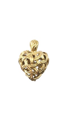 14 Karat Yellow Gold Lightweight Open Woven Heart Pendant #21320