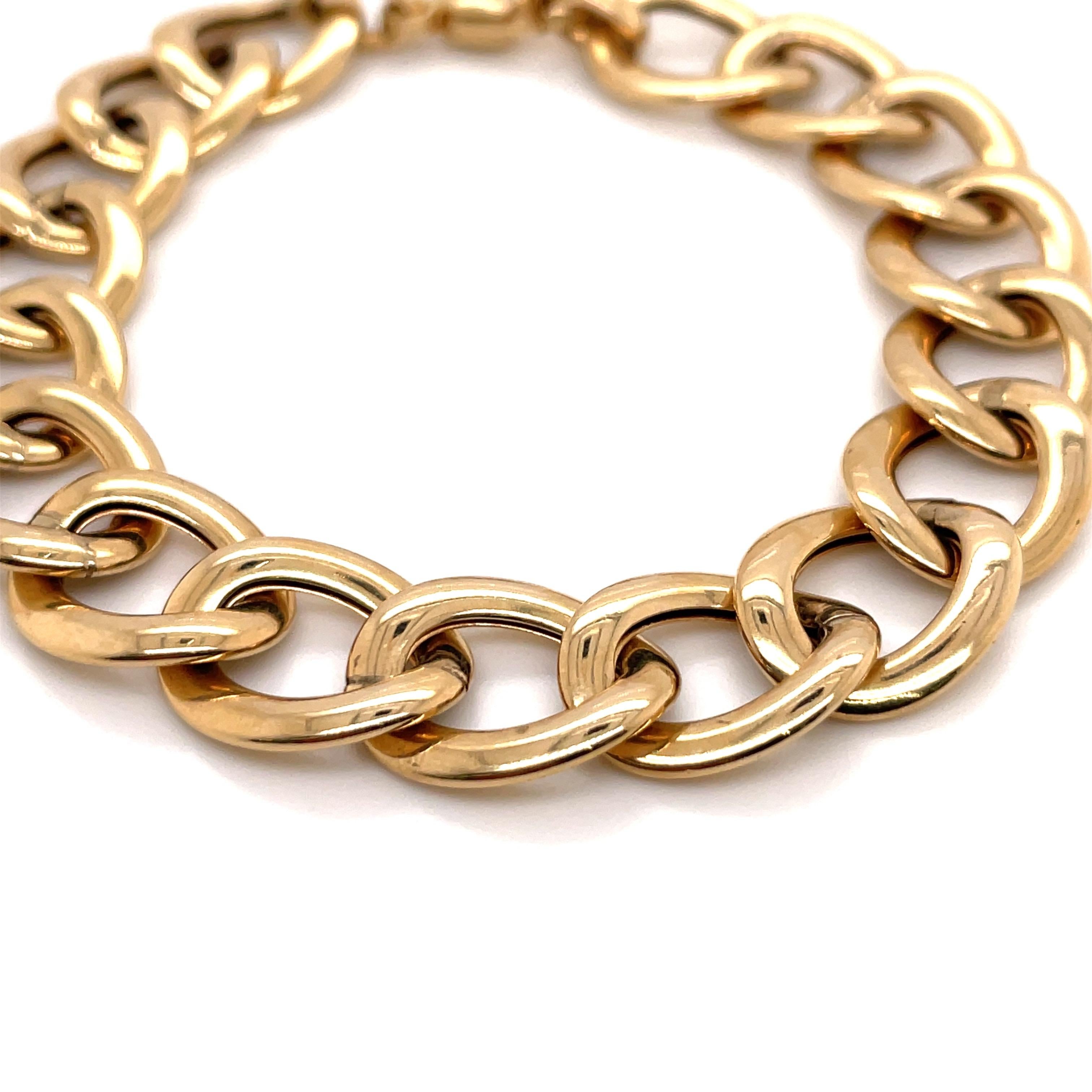 Women's or Men's 14 Karat Yellow Gold Link Bracelet 11.2 Grams Made in Italy