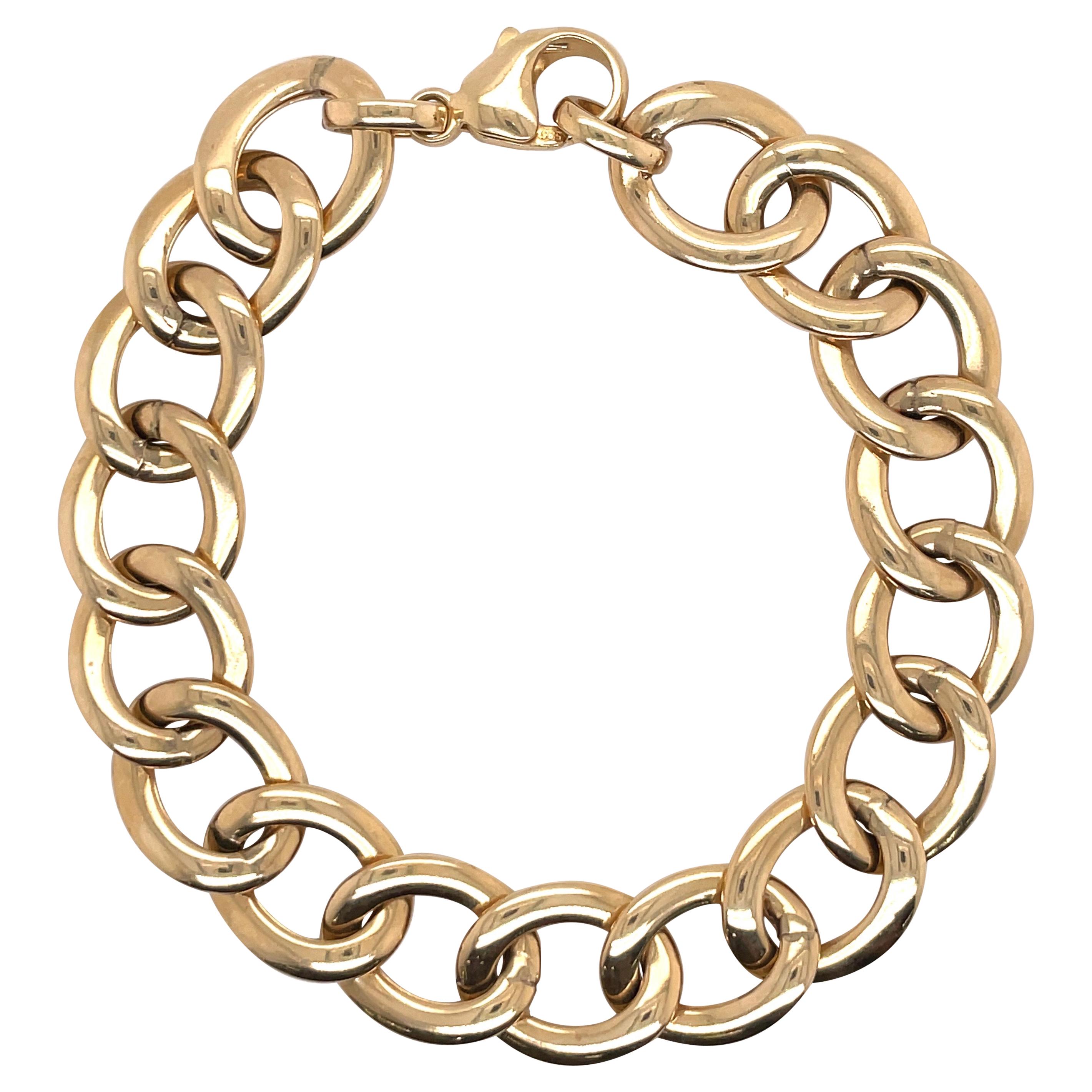 14 Karat Yellow Gold Link Bracelet 11.2 Grams Made in Italy