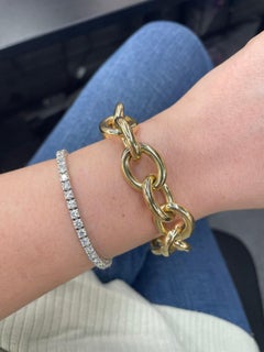 Pulsera de eslabones ovalados pulidos de oro amarillo de 14 quilates 20,43 gramos