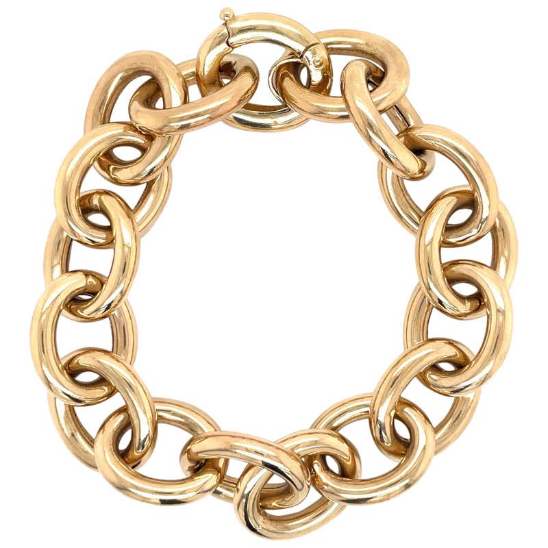 Paperclip Diamond Heart Link Bracelet 0.48 Carat 14 Karat Yellow Gold ...