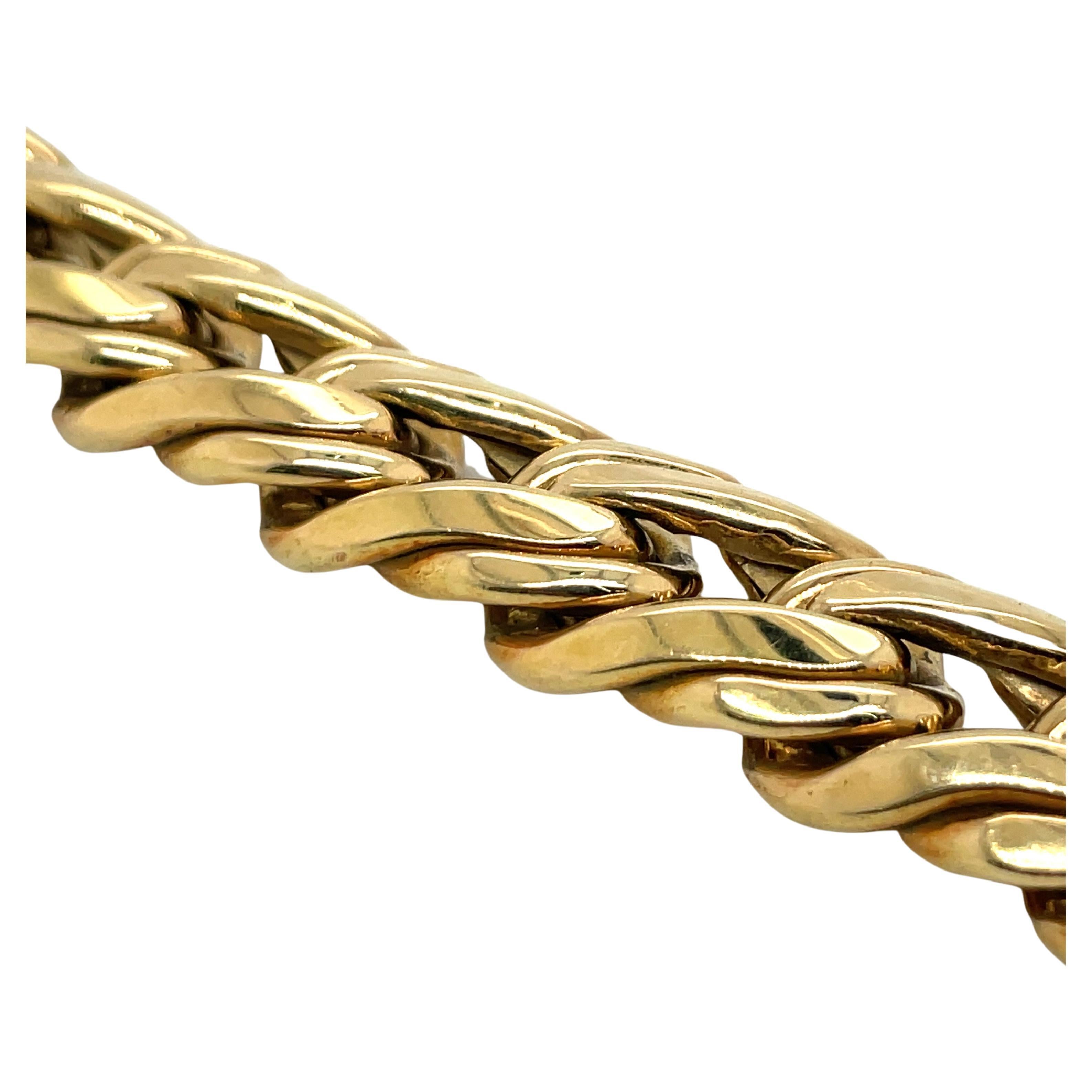 14 Karat Yellow Gold Double Link Bracelet 32.5 Grams Made in Italy In Excellent Condition For Sale In New York, NY