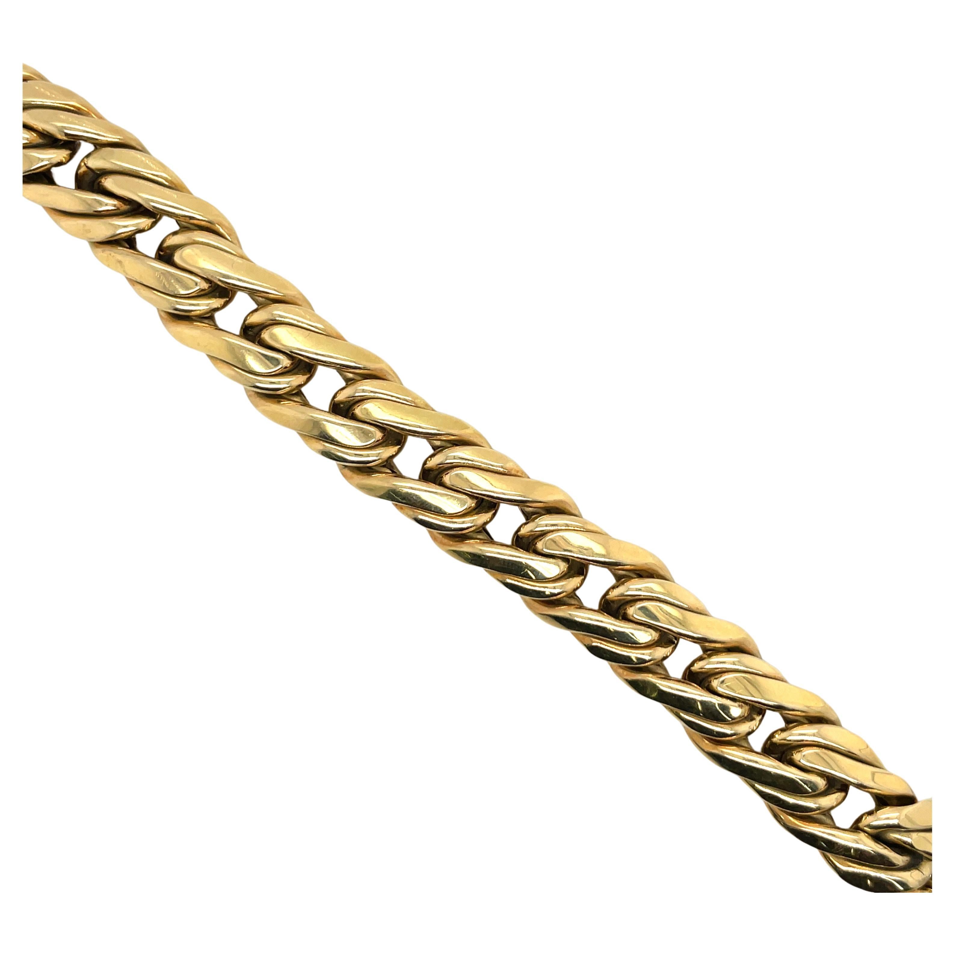 14 Karat Yellow Gold Double Link Bracelet 32.5 Grams Made in Italy For Sale