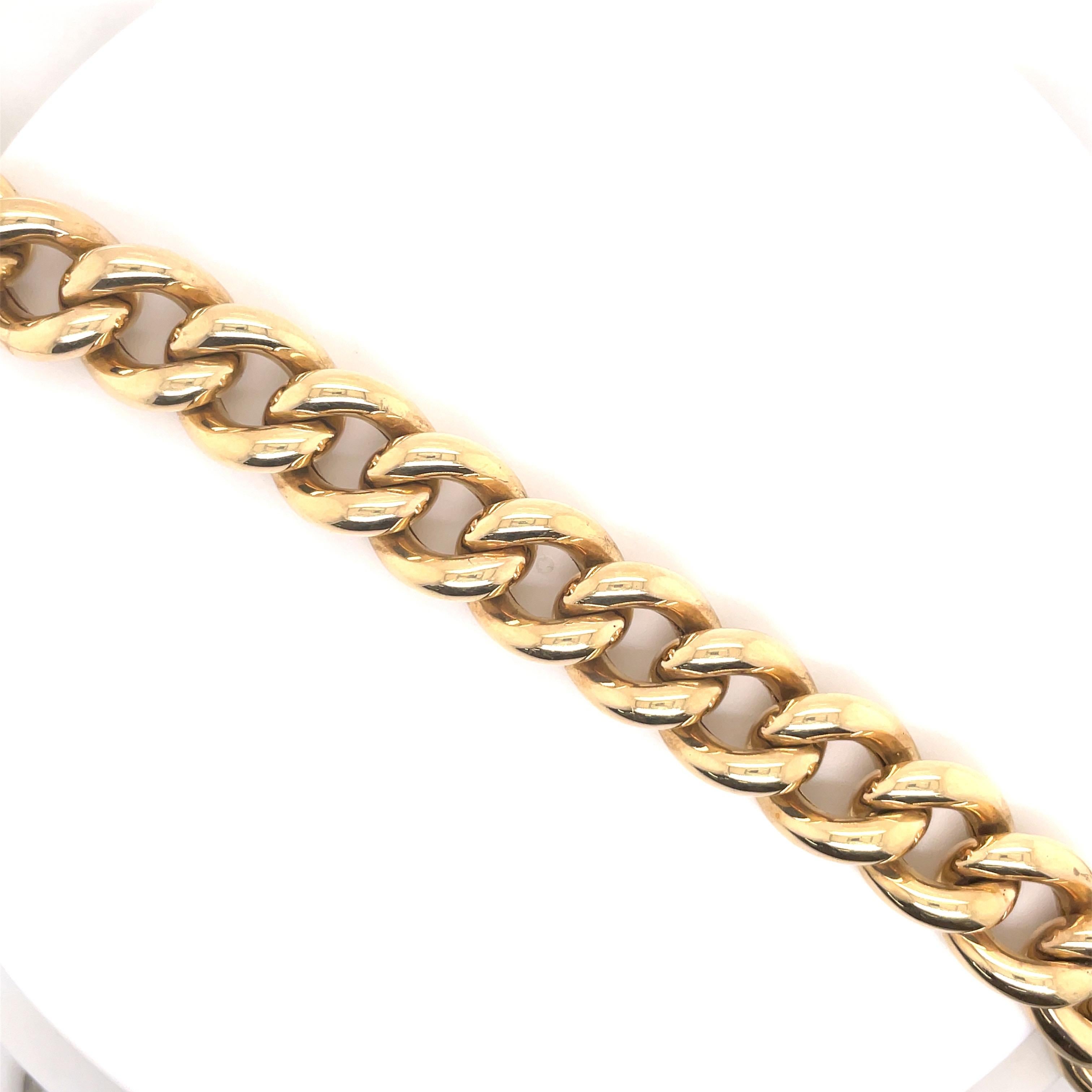 Contemporary 14 Karat Yellow Gold Link Bracelet 53.4 Grams