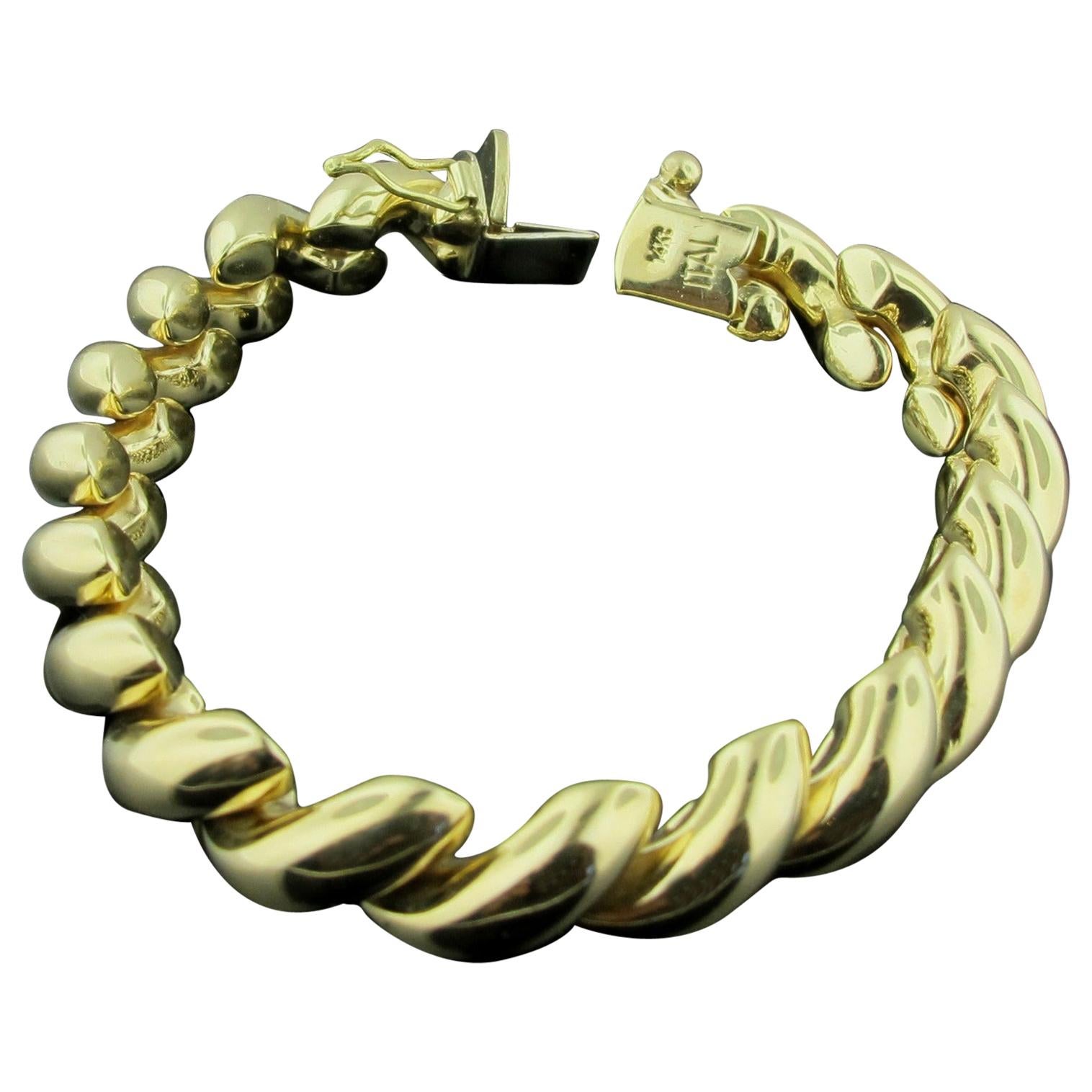 Bracelet à maillons en or jaune 14 carats