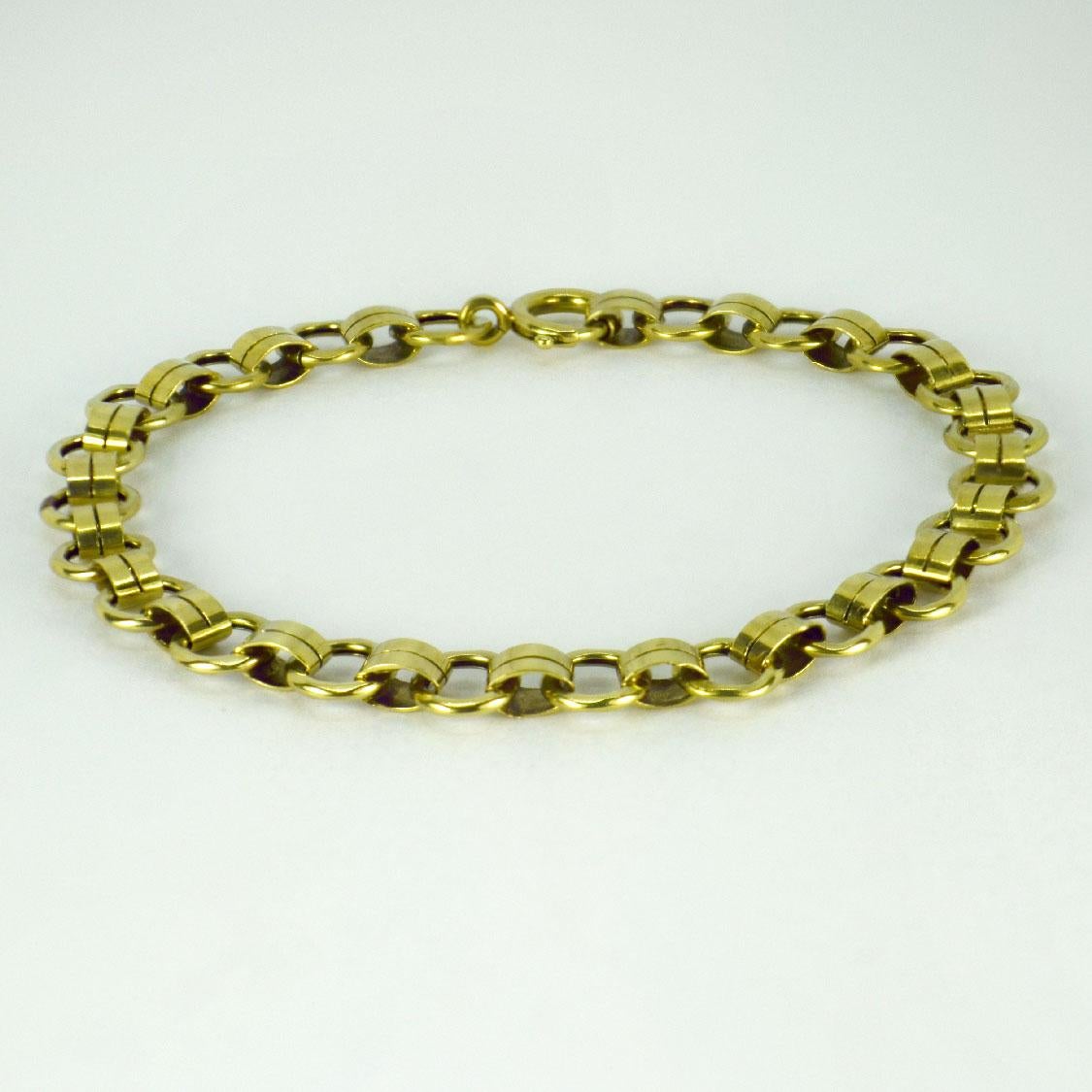 Women's 14 Karat Yellow Gold Link Bracelet For Sale