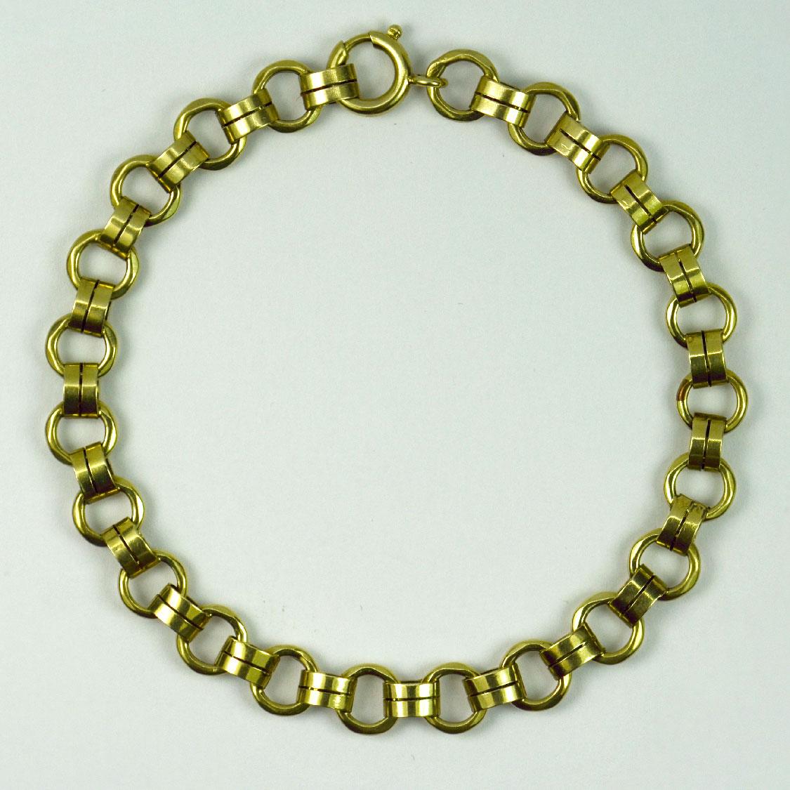 14 Karat Yellow Gold Link Bracelet For Sale 2