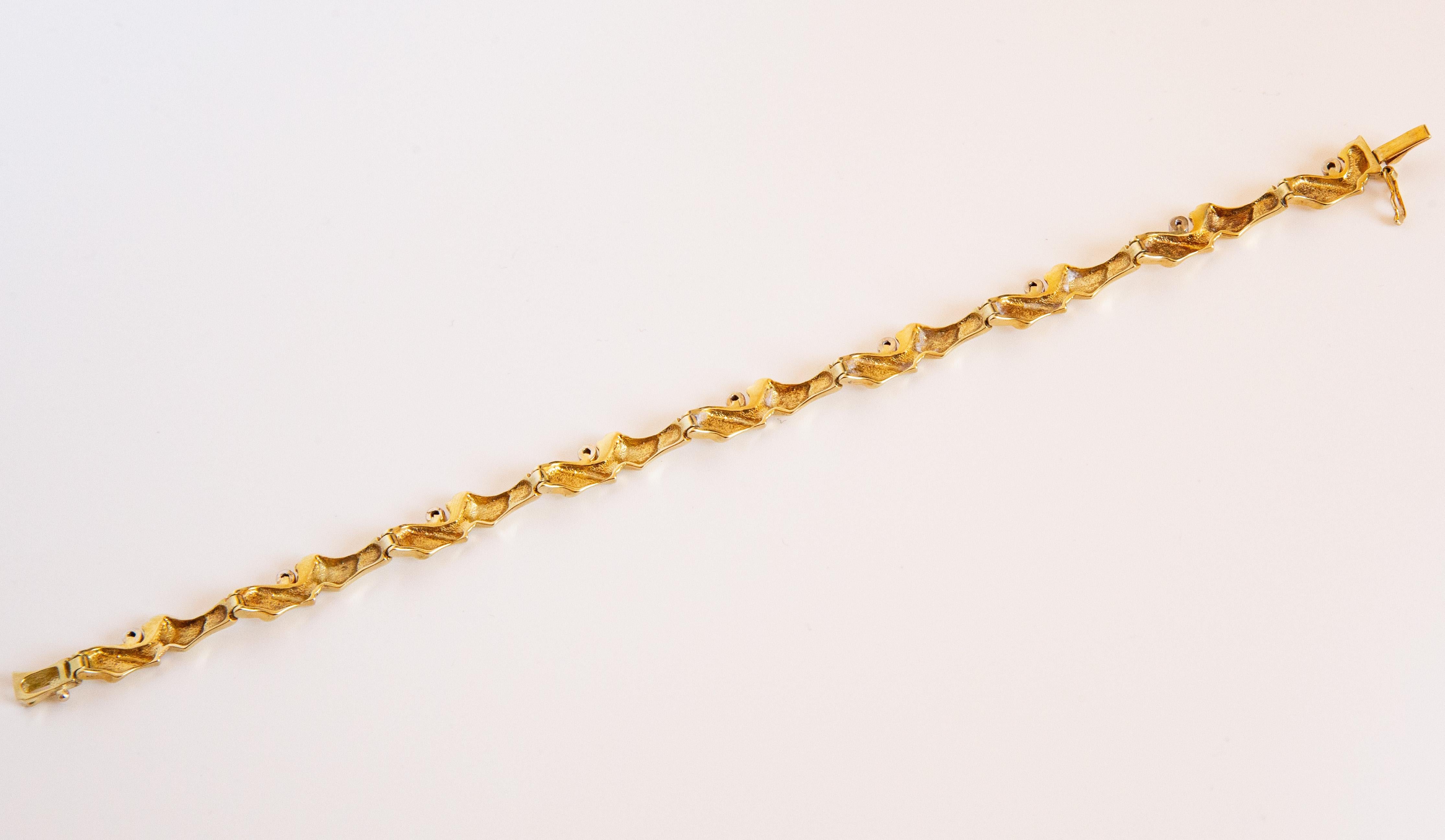 Femenino o masculino Pulsera de eslabones de oro amarillo de 14 quilates con diamantes en venta
