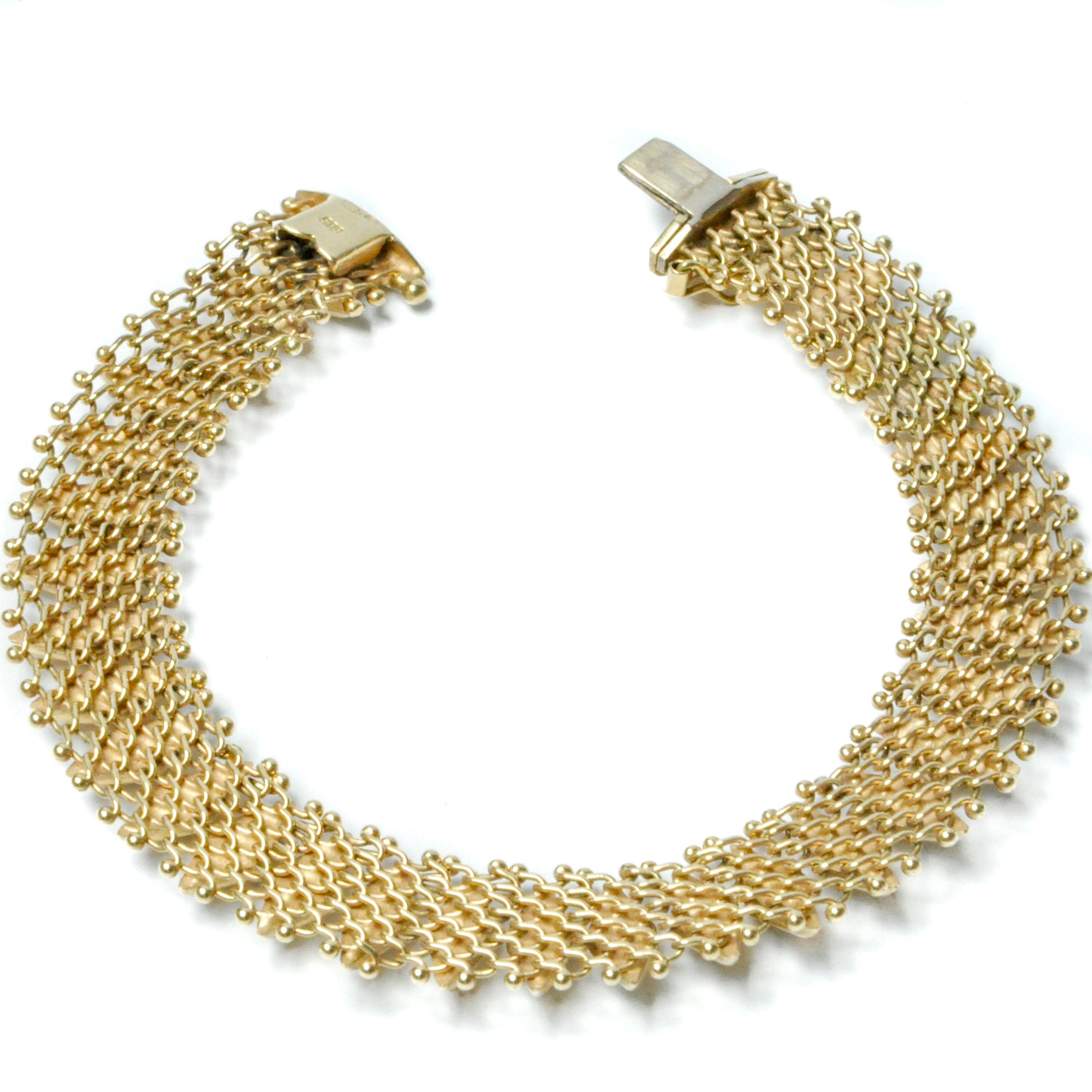 Vintage 14 Karat Gold Woven Chain Bracelet 5