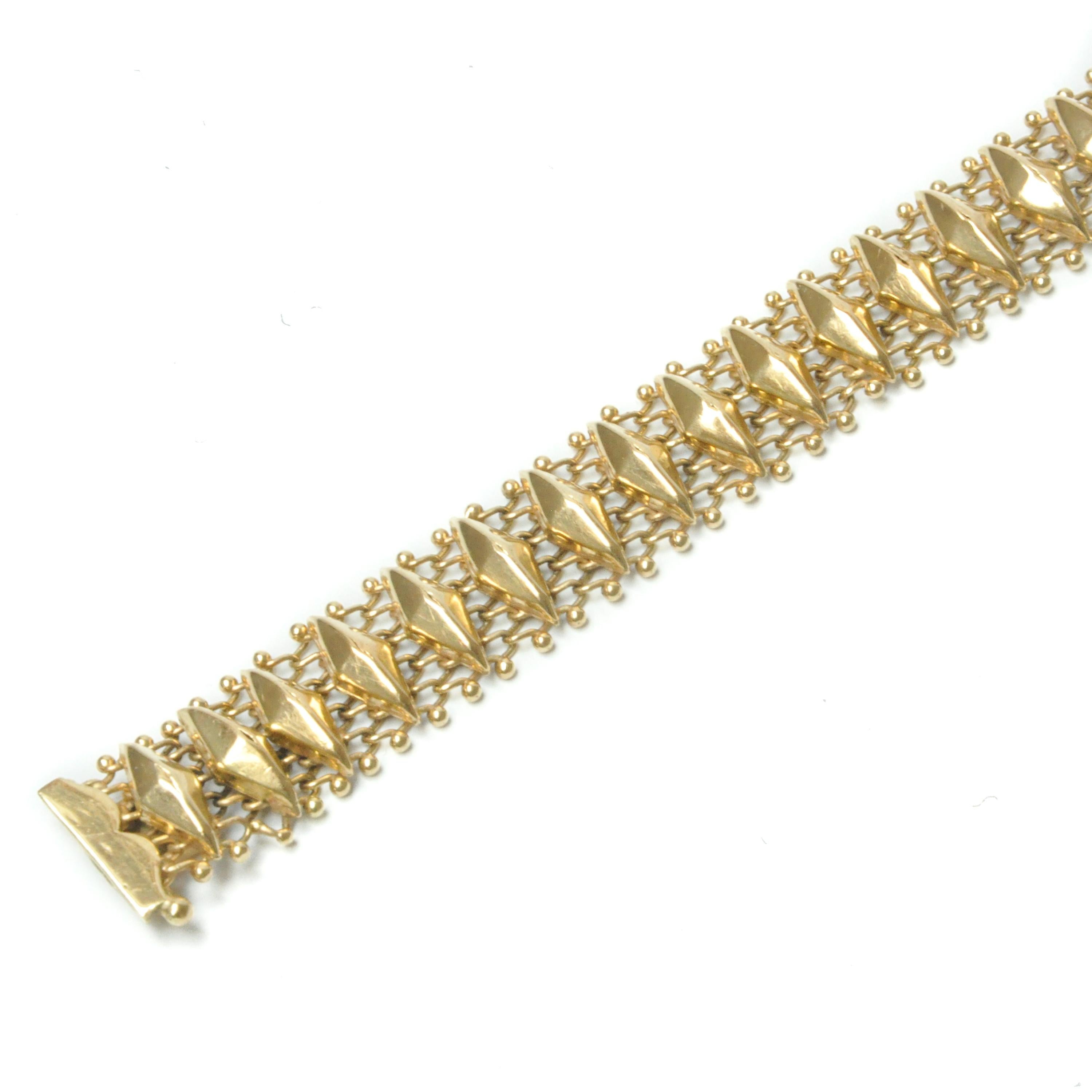 Vintage 14 Karat Gold gewebtes Kettenarmband 7