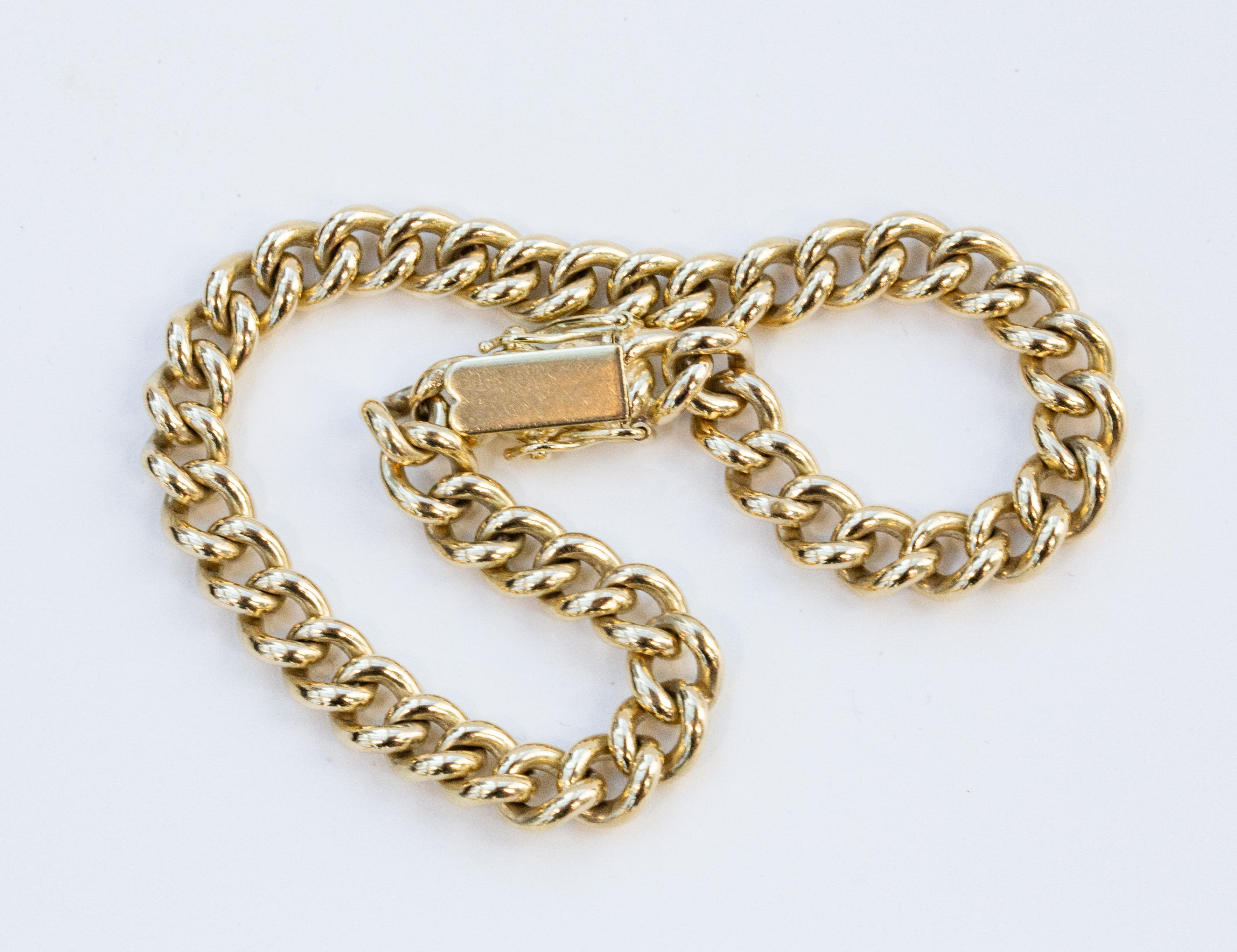 14 Karat Gelbgold Gliederkettenarmband im Angebot 8