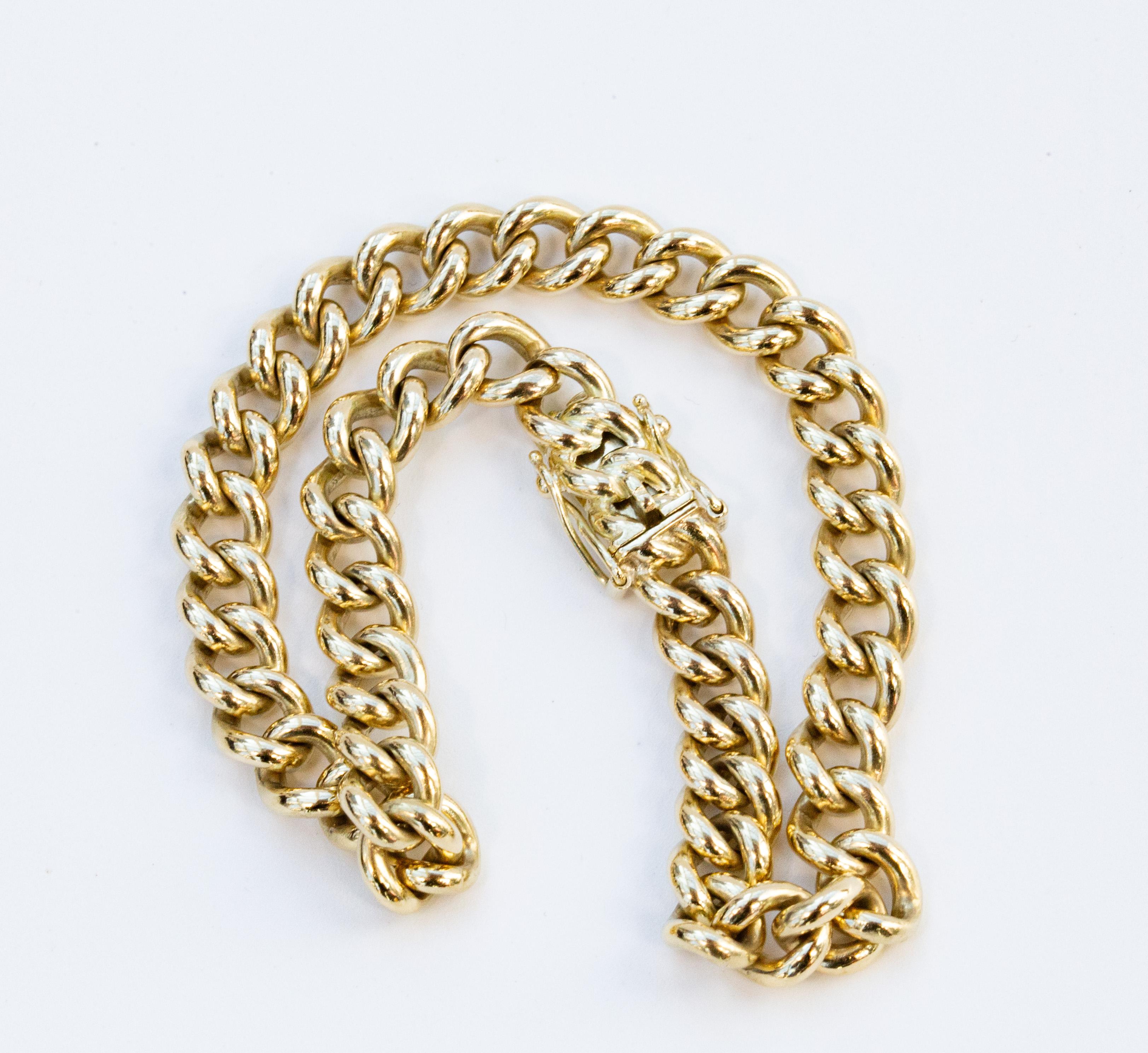 14 Karat Gelbgold Gliederkettenarmband im Angebot 9