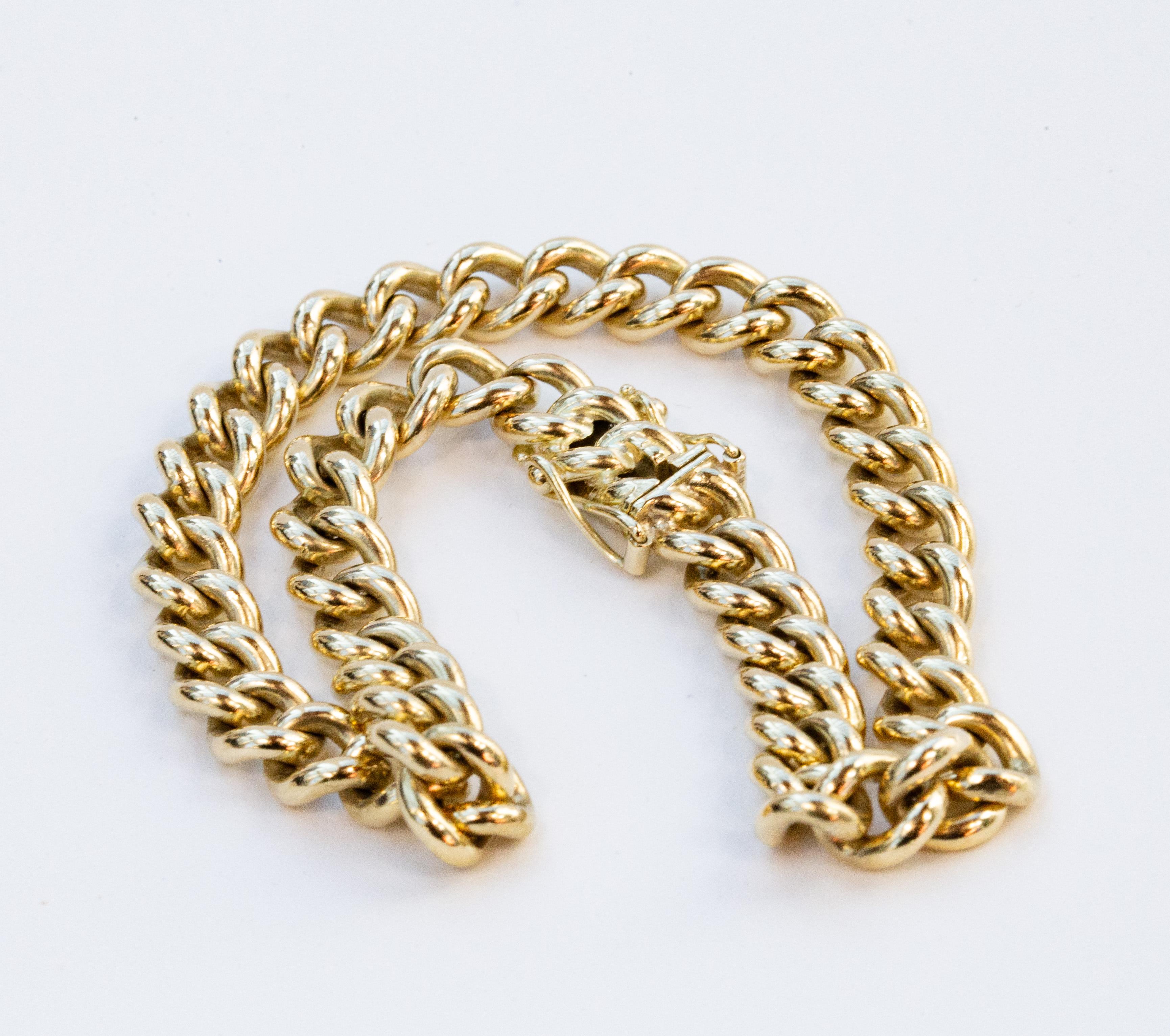 14 Karat Gelbgold Gliederkettenarmband im Angebot 10